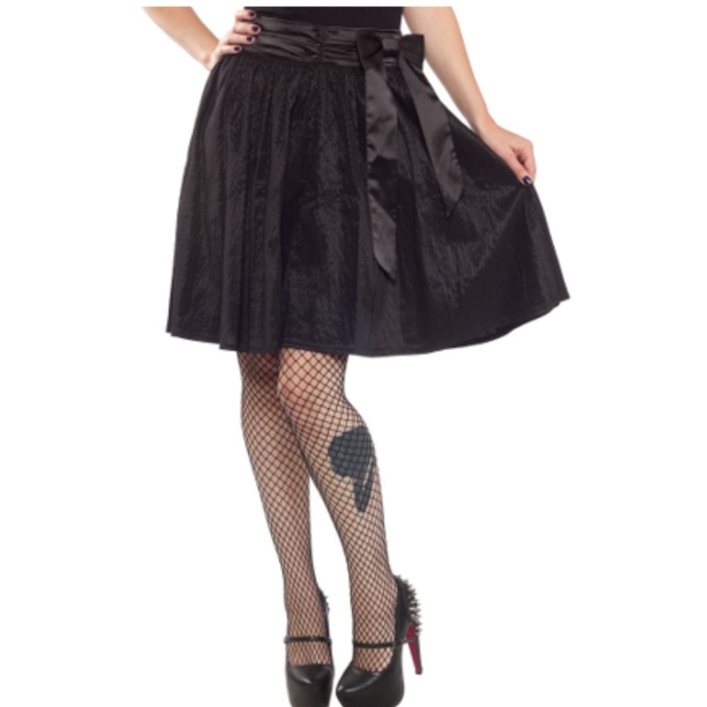 Sourpuss Black Satin Tie-Waist Skirt